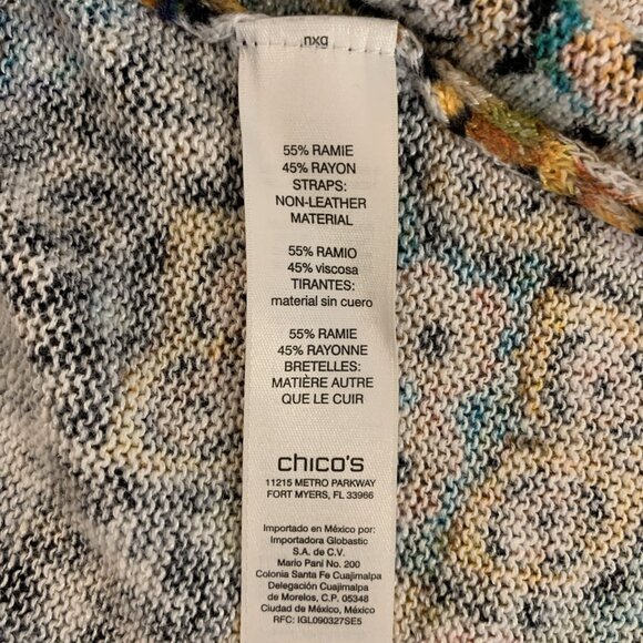 Chicos Womens 2 Large 3/4 Sleeve Cardigan Sweater Open Peacock Print Boho Rayon - Picture 9 of 15